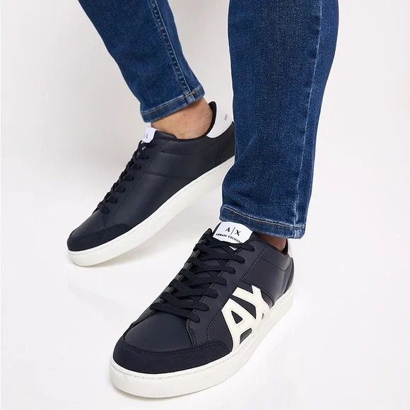 ARMANI EXCHANGE Logo Detail Lace Up Sneakers Size 12 - Picture 13 of 14